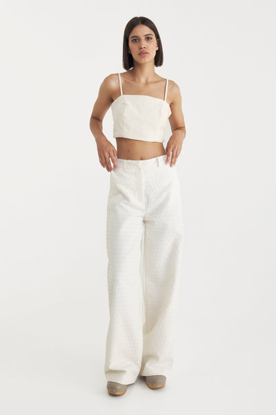 PANTALONI IVORY DIN JACQUARD CRY ME A RIVER